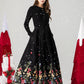 Black Maxi Embroidered Wool Skirt 4612