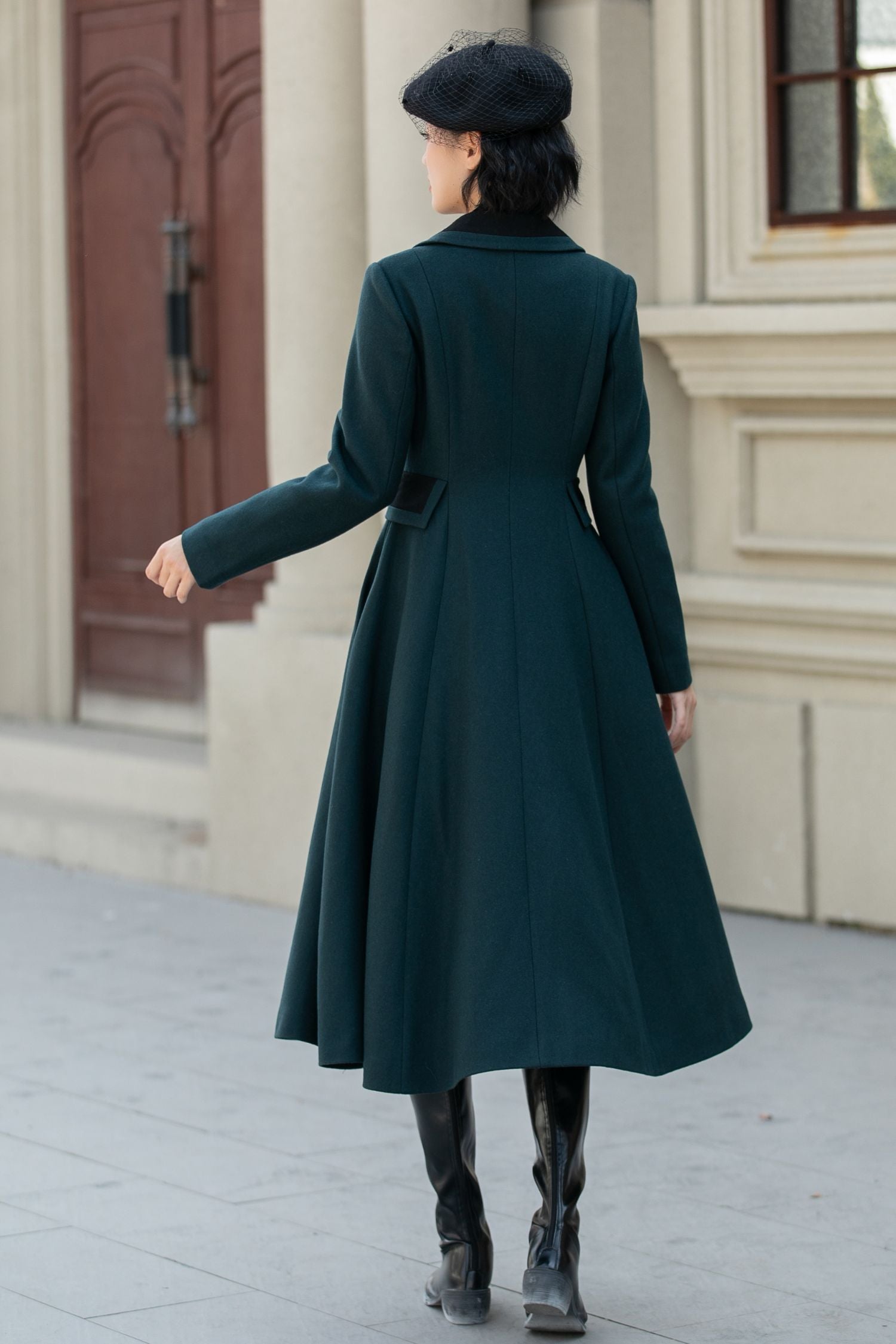 fit and flare coat dress Gray A-Line Fit and Flare Coat with Pockets from NikkaPlace