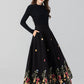 Black Maxi Embroidered Wool Skirt 4664