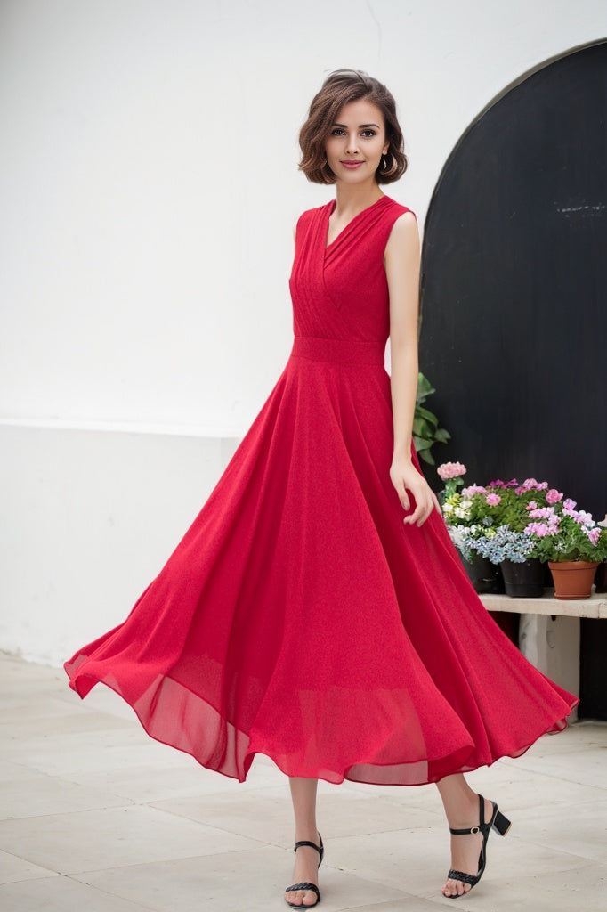 Burgundy sleeves summer prom chiffon dress 5173 Xiaolizi Burgundy sleeves summer prom chiffon dress 5173 Xiaolizi