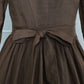 Elegant Brown Linen Midi Dress 5515