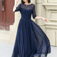 Fit and Flare Dark Blue Chiffon dress 5143