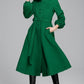 Maxi swing wool coat in Green 6351