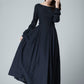 Long sleeve swing maxi dress in Blue 1465