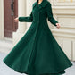 Green long double breasted winter wool coat 5452