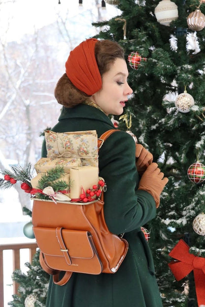 Vintage Green Wool Coat – Elegant Double-Breasted Fit and Flare Winter Overcoat 3155