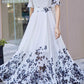 Maxi black and white prom chiffon dress 5028