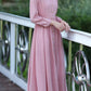 Spring fit and flare pink  linen dress women 4821