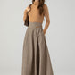 High waisted a line long wool skirt 4608