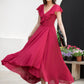 Red fit and flare swing Chiffon dress 5958