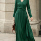 Green Wrap Linen Dress for Women 5673