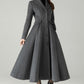 Gray Wool Maxi Coat – Single-Breasted Fit & Flare Long Winter Coat | Xiaolizi 6571