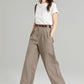 Wide leg long linen pants for women 4964