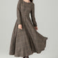Plaid maxi winter wool dress 5446