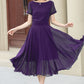 Midi fit and flare summer swing chiffon dress 6106
