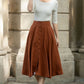 Button Down Midi Linen Skirt 5689