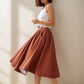 Linen Full Circle Skirt with Pockets 4976