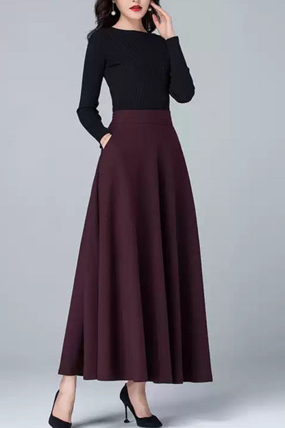 High waist long autumn skirt women 6197