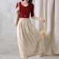 Khaki Long Cotton Linen Midi Skirt 2773