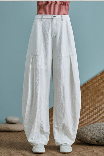 Wide leg loose fitting linen pants 6232