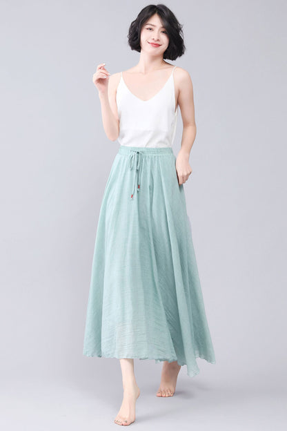 Swing Linen Maxi Causal Linen Summer A Line Skirt 3566