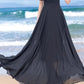 Fit and flare black maxi swing summer chiffon dress 5153