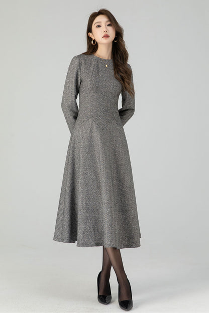 A-Line winter gray wool dress 4548