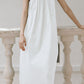 A line loose fitting white summer chiffon dress L0601