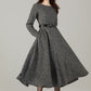 Xiaolizi Vintage-Inspired Handmade Wool Blend Fit & Flare Midi Dress – Long Sleeve Round Neck 6501