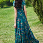 Maxi prom summer printed chiffon dress  5040