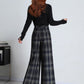 Wide leg winter plaid wool pants women 5417