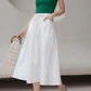 White a line elastic waist skirt with pockets L0605