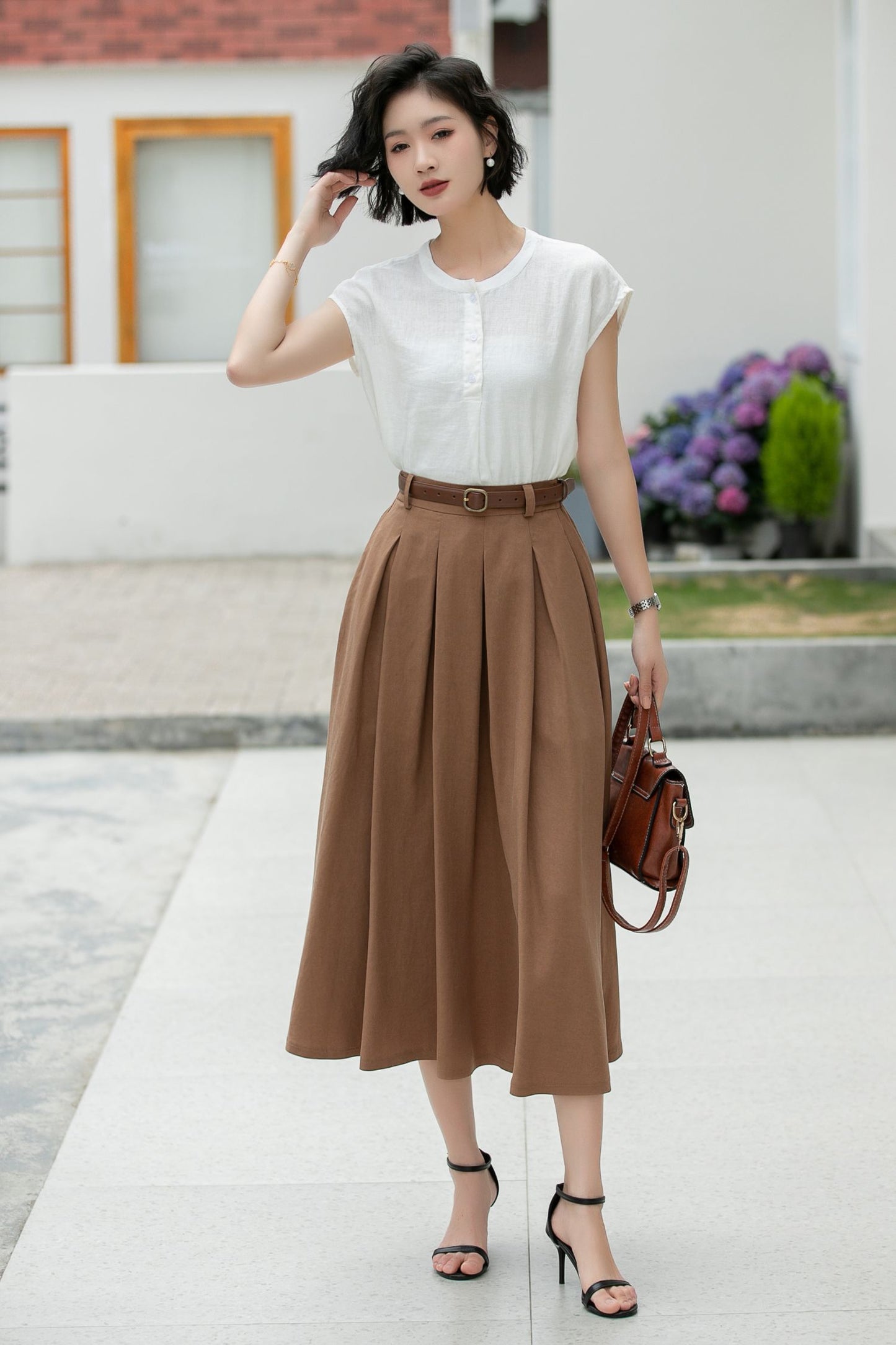 Women linen summer skirt 5982