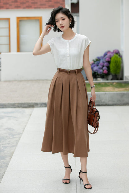 Women linen summer skirt 5982 -XS #CK2500318