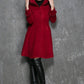 Wine red wool winter women hooded coat 1354