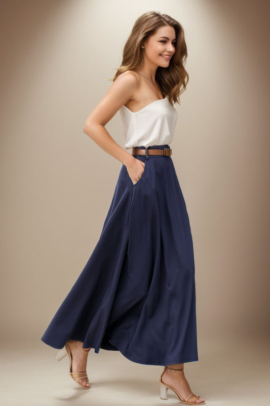 A Line Long maxi Linen Skirt for women 5131
