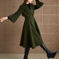 Green princess long winter wool coat 5364