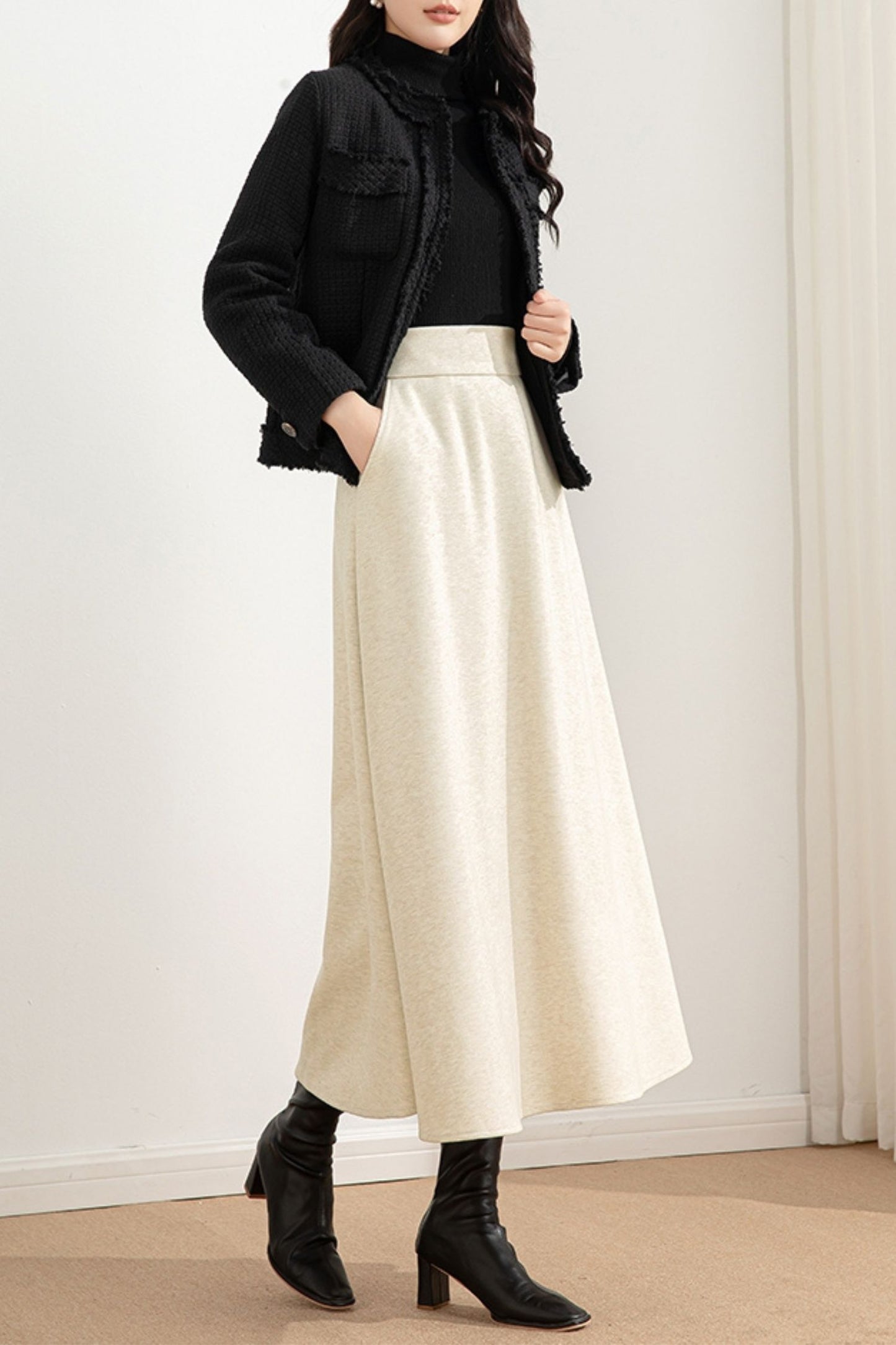 A line winter wool skirt women 6215