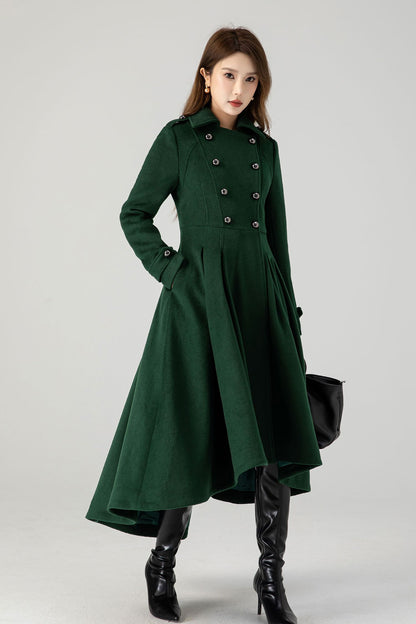 Vintage inspired long wool coat 4604