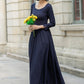 Navy Blue Maxi Linen Dress 5683