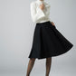 knee length black wool skirt 6291