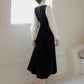 Black sleevelss prom velvet dress 5508