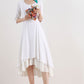 Little white dress with high low hem 2517