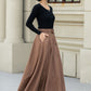 Brown button front a line wool skirt 5453