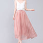 Handmade Linen Maxi A Line Swing Summer Solid Skirt 3565