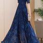 Dark blue floral maxi prom summer chiffon dress 5051