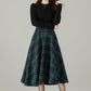 Xiaolizi Plaid Wool-Blend Pleated A-Line Midi Skirt – Plus-Size Winter 6502