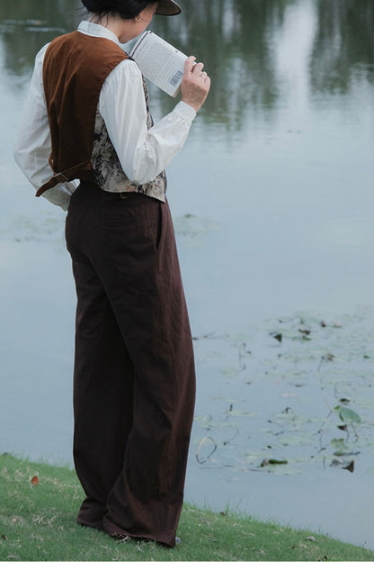 Wide leg pants with pockets women 6228