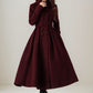 Burgundy princess winter wool coat 5244