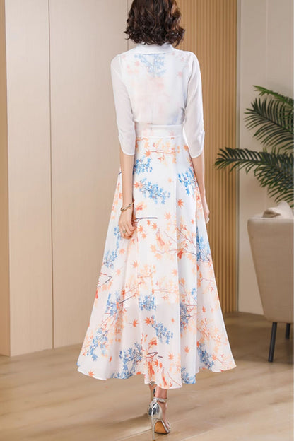 Floral sleeveless summer maxi chiffon dresses 5018